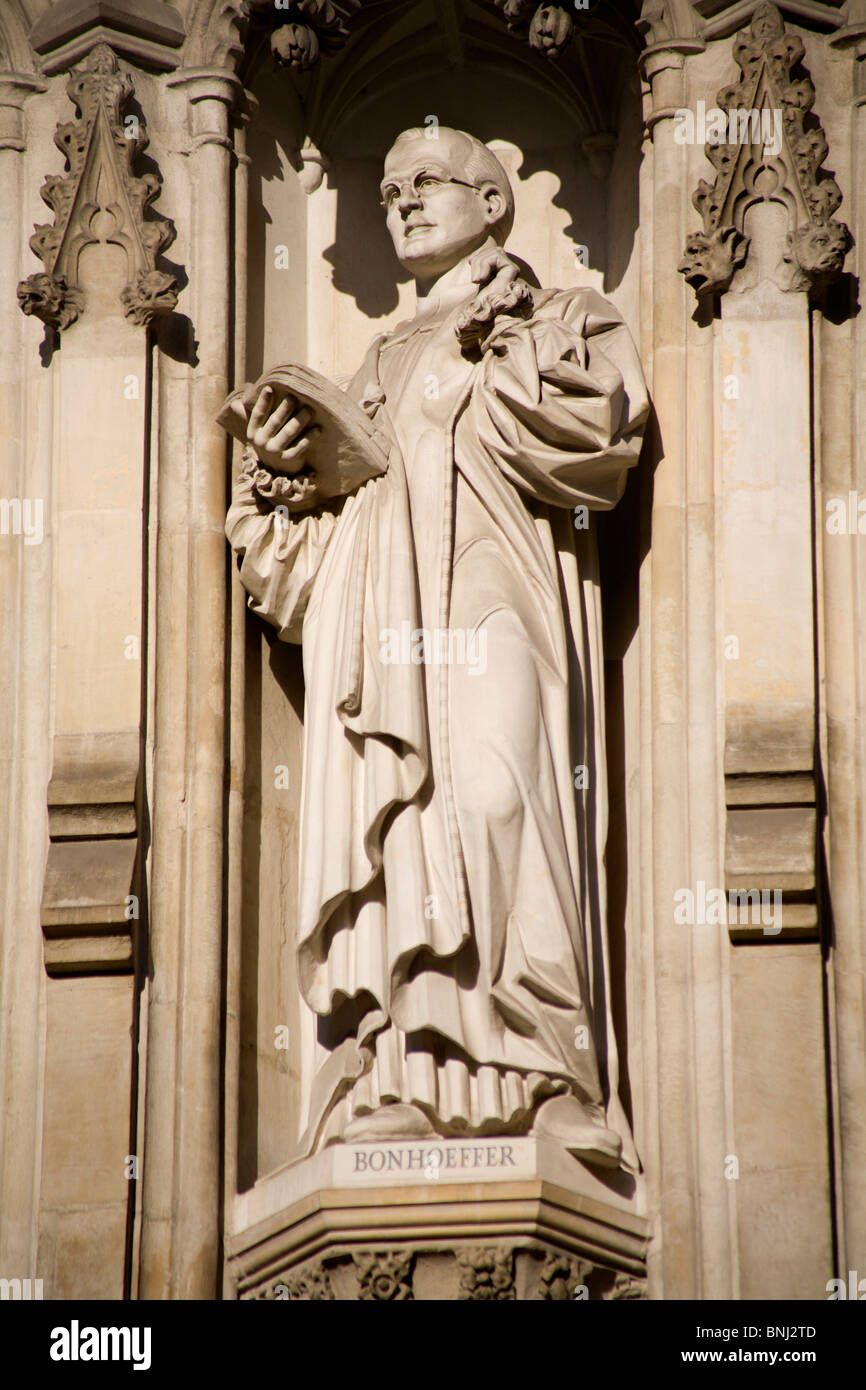 London - Westminster abbey - saints from west facade - Dietrich Bonhoeffer - theologian Stock Photo