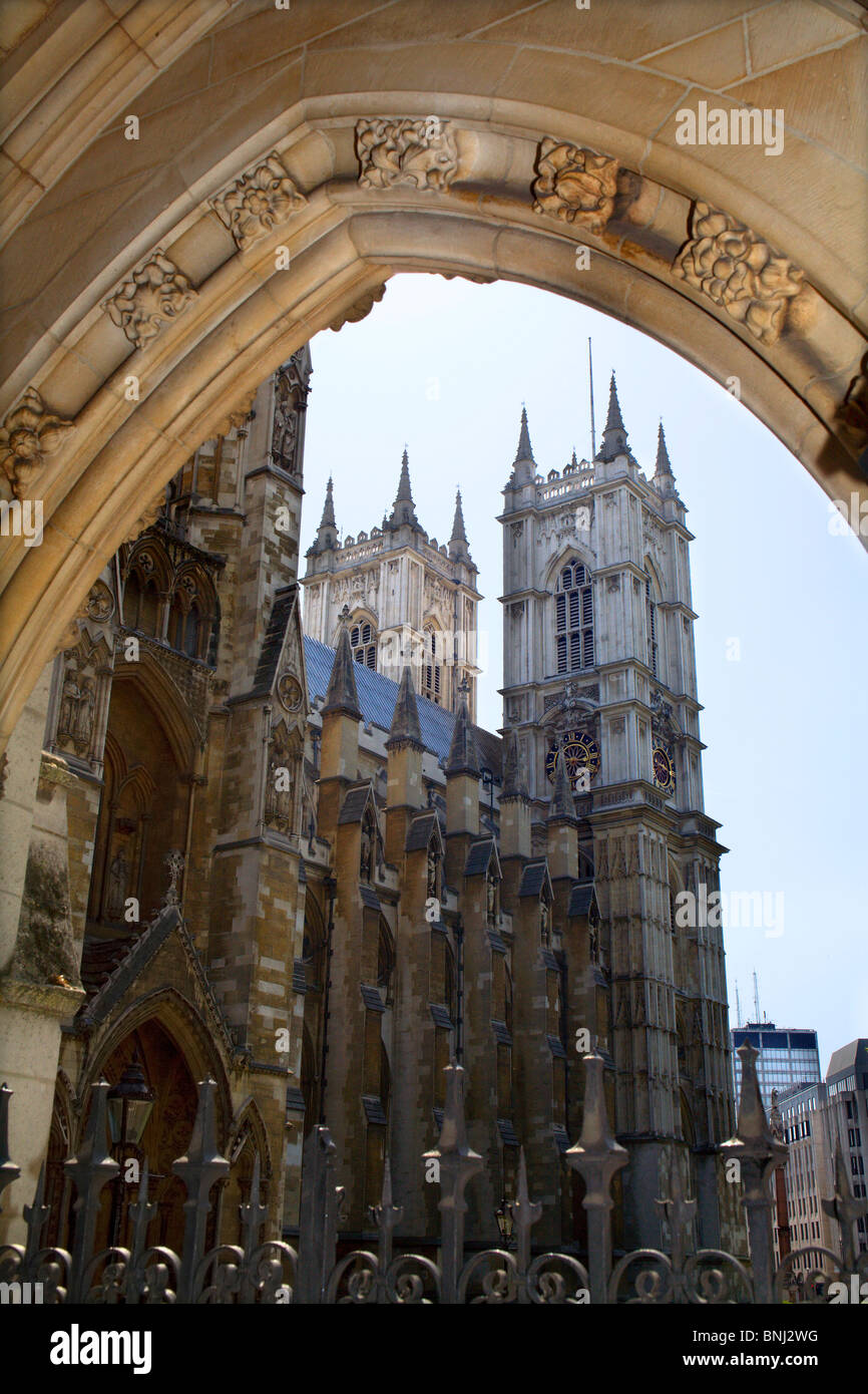 London - east facade of Westminster abbey - morning Stock Photo