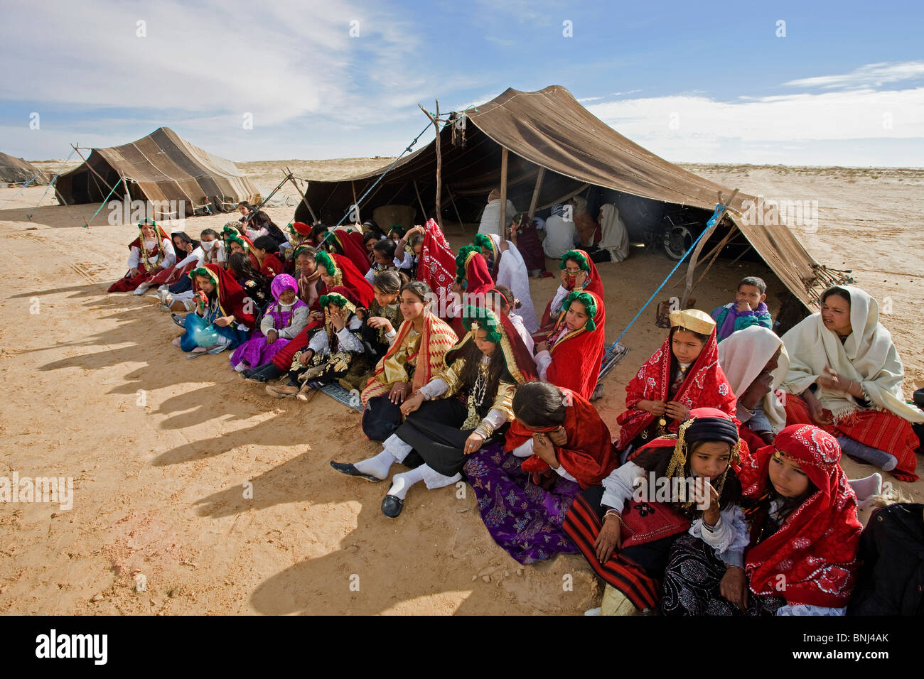 Tunisia Africa North Africa Arabian Arabic Arab Douz town city Sahara festival Berber people tent folklore custom tradition Stock Photo