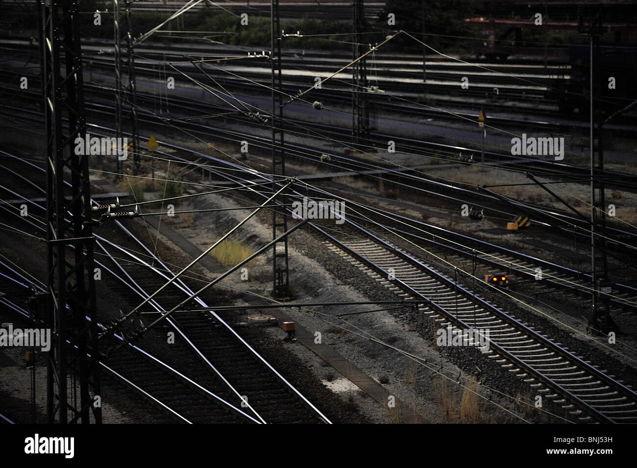 railroads, railways, tracks seen in Maschen, the biggest european freight depot near Hamburg in Germany Stock Photo