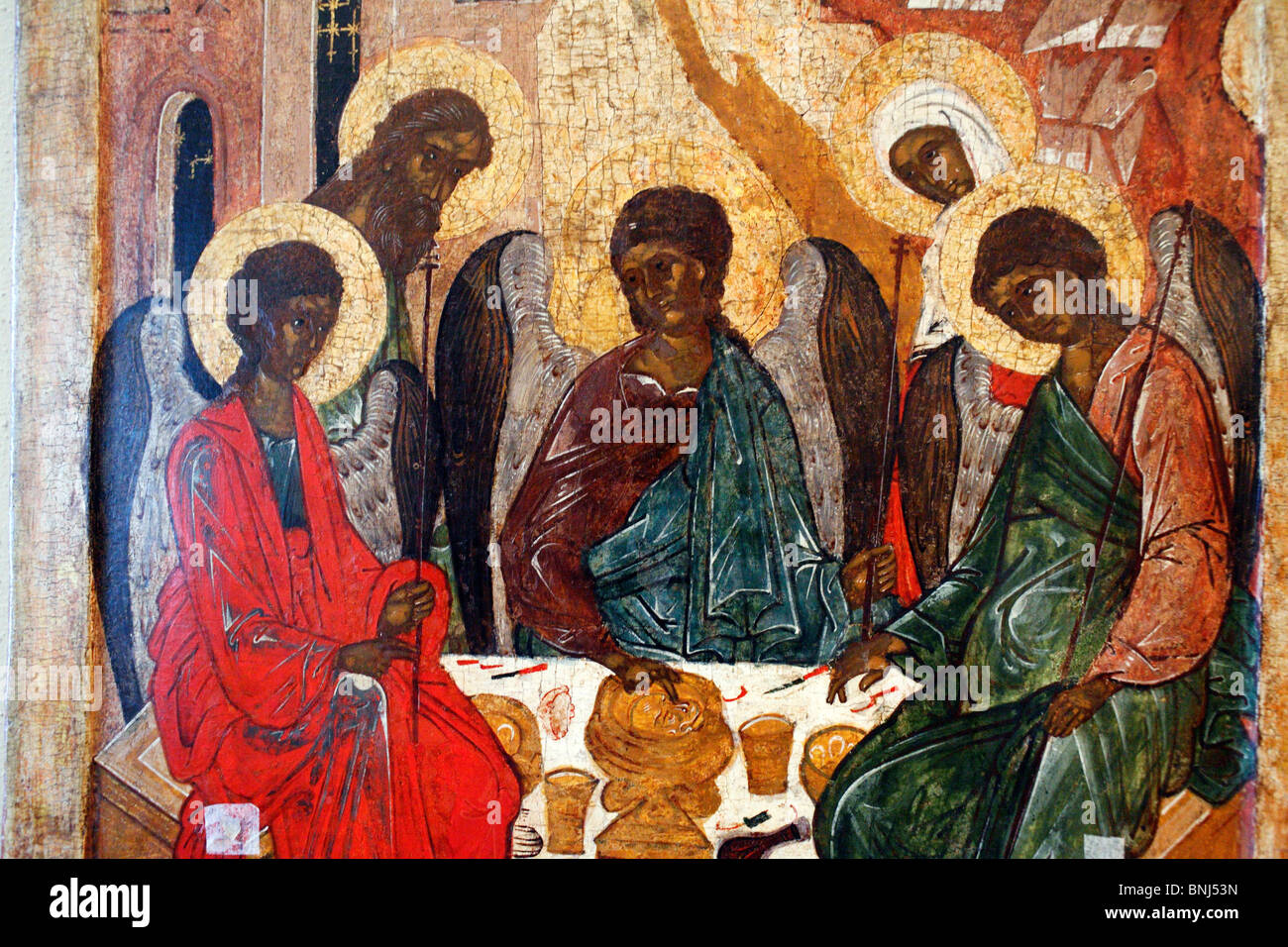Eastern Europe Europe European travel Russia Russian Icon Paint Painting Paintings Religious architecture Religious art Pskov Stock Photo