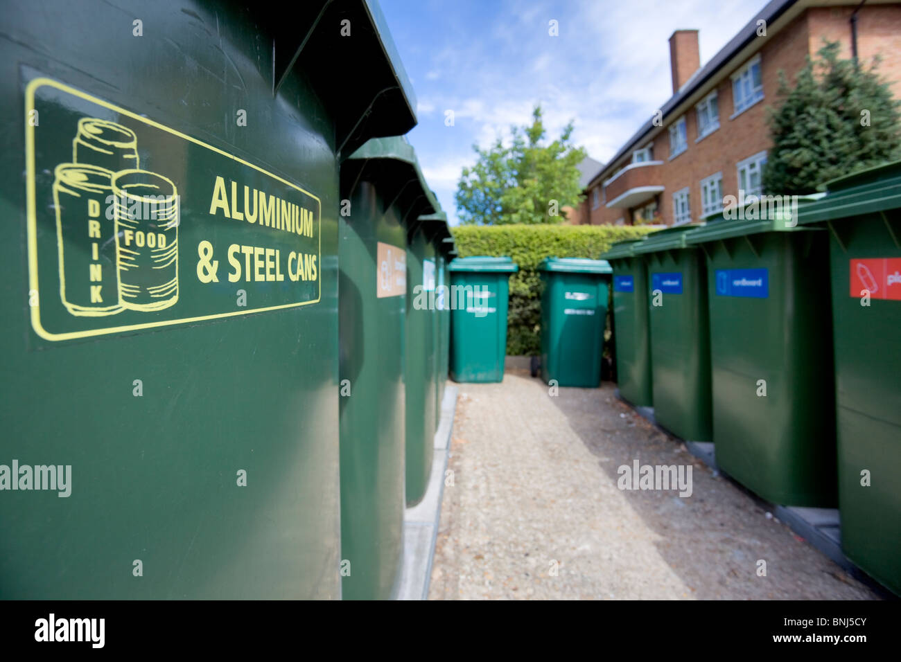 Aluminium and Steel Cans recycling bins Stock Photo