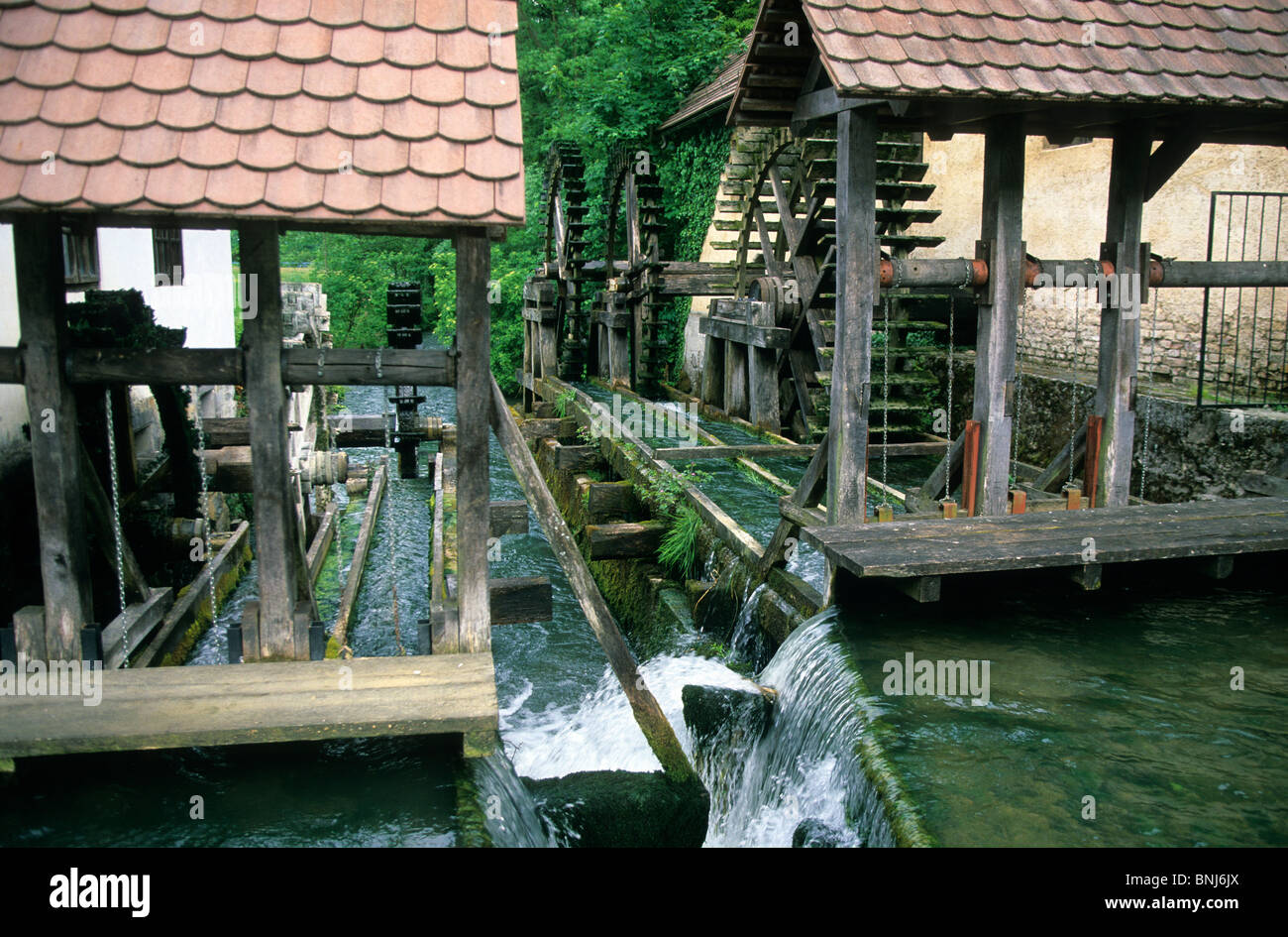 Slovenia open-air museum water mills Bistra water mill historic Stock Photo