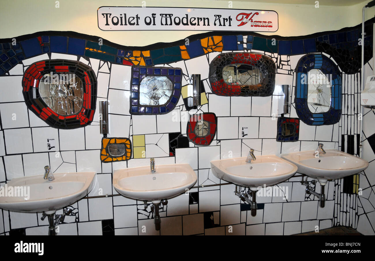 Art toilet in The Hundertwasser House, Vienna, Austria, Europe Stock Photo