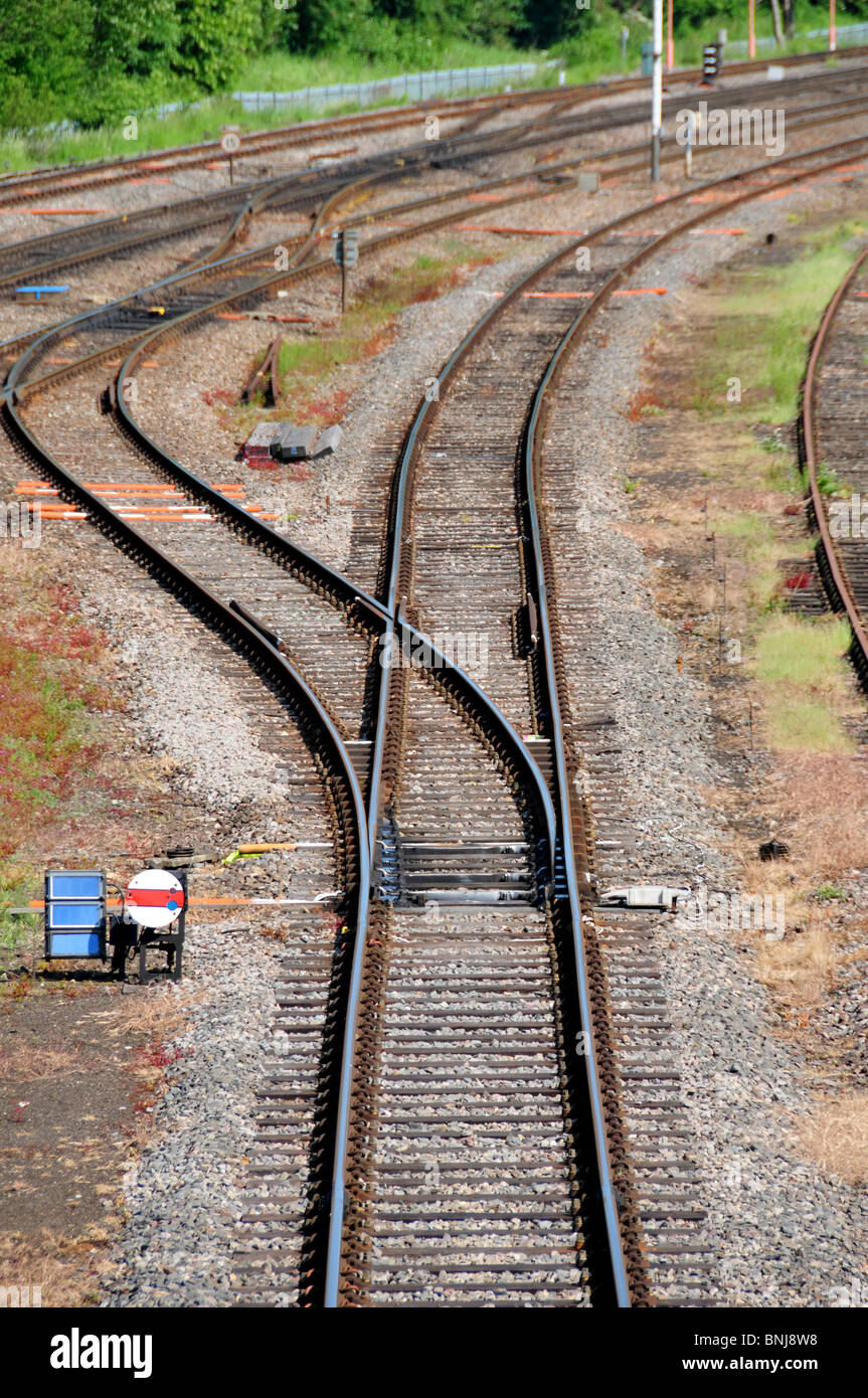 Railway lines near Banbury Station, Oxfordshire Stock Photo