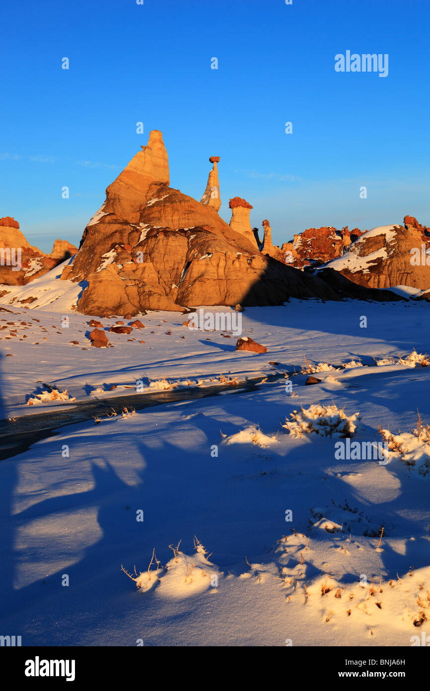 Bisti Badlands Monolith Sandstone Winter Landscape Scenery Scenic Snow