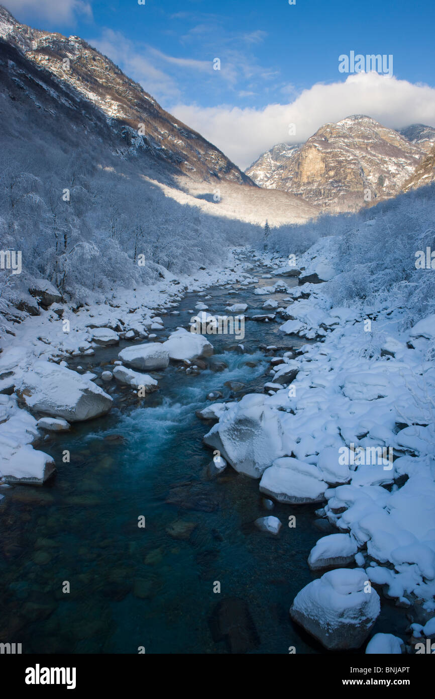 Vercasca Valley of Verzasca Switzerland Canton of Ticino Verzasca river stream ...