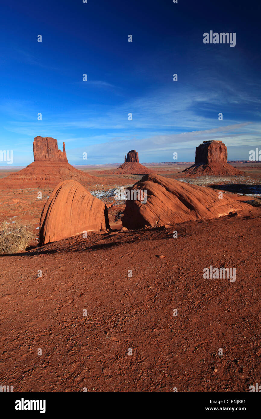 Mitton Rocks Utah Monument Valley Winter Rock Monolith Mitten Buttes Merrick's Butte ...