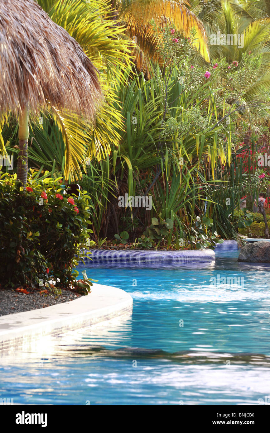 Swimming pool at tropical resort in Punta Cana, Dominican Republic Stock Photo