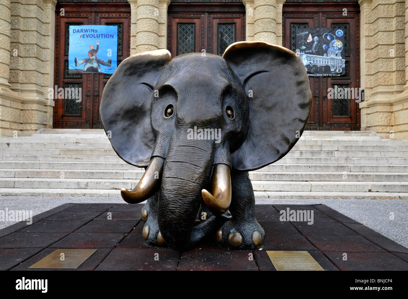 Elephant's statue in front of The Natural History Museum ,Vienna Stock