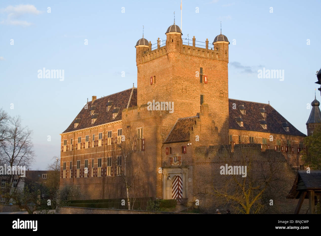 Dutch Castle in 's Heerenberg at sunset Stock Photo