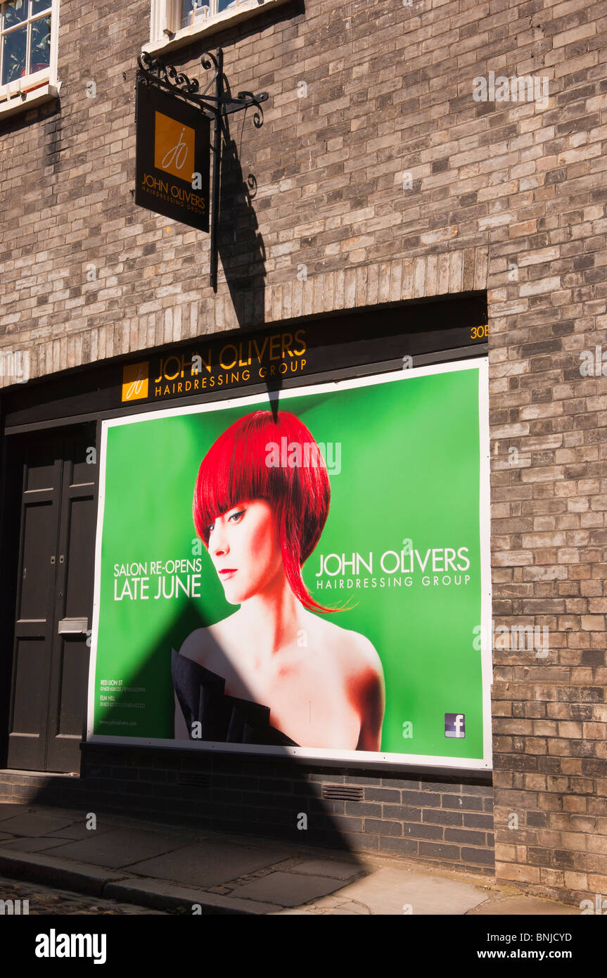 John Olivers hairdressers at Elm Hill in Norwich , Norfolk , England , Great Britain , Uk Stock Photo