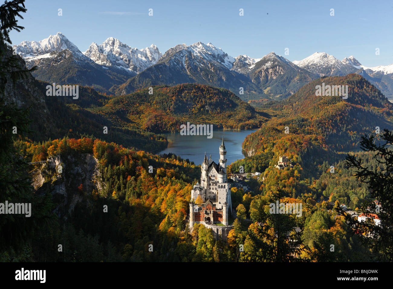 Germany Bavaria Schwangau building Neuschwanstein castle landscape ...
