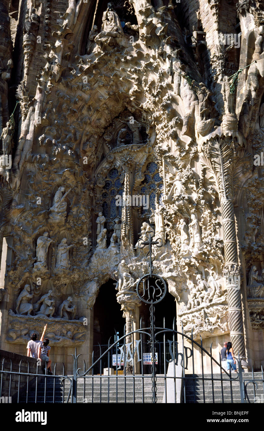 Detail of Antoni Gaudi's Temple Expiatori de la Sagrada Família in Barcelona. Stock Photo