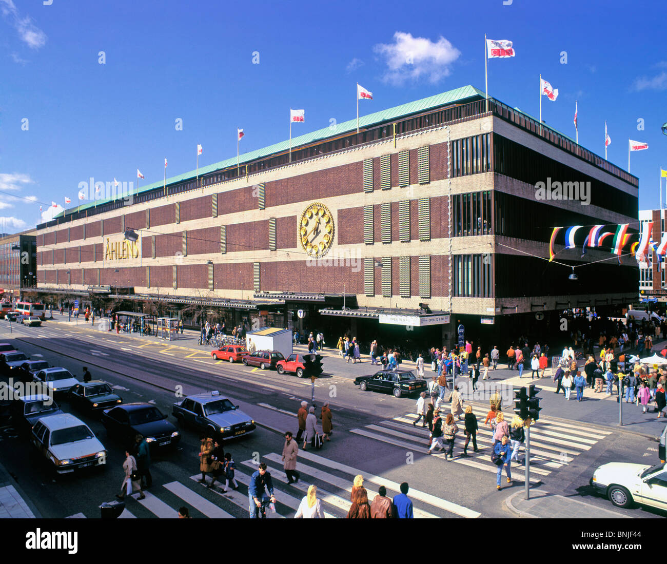 Sweden Stockholm Ahlens City Cityscape Commerce Day Department Store Department Stores Exterior Outdoors Outside People Person Stock Photo