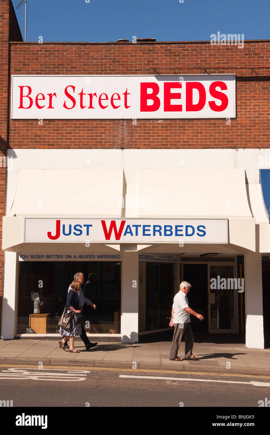 The Ber Street Beds shop store selling waterbeds in Norwich , Norfolk , England , Great Britain , Uk Stock Photo