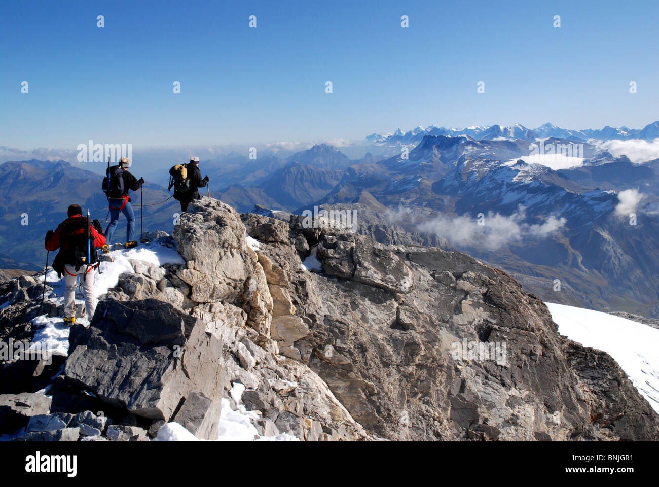 Roped Up Rope Climbers Climbing Summit Peak Top Wildhorn Range