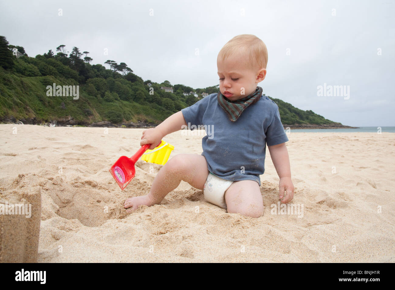 Little Boy Playing On The Beach Stock Photo - Image of 