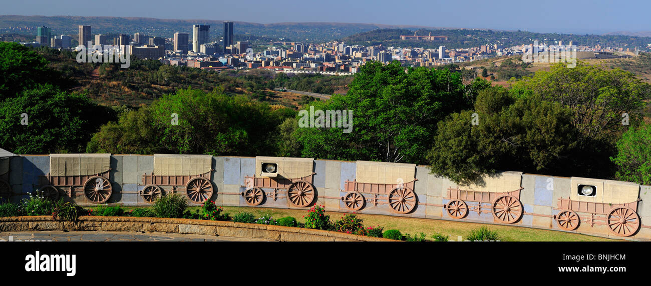 Voortrekker Monument Pretoria city Gauteng South Africa Boer history building wagons waggons wall Stock Photo