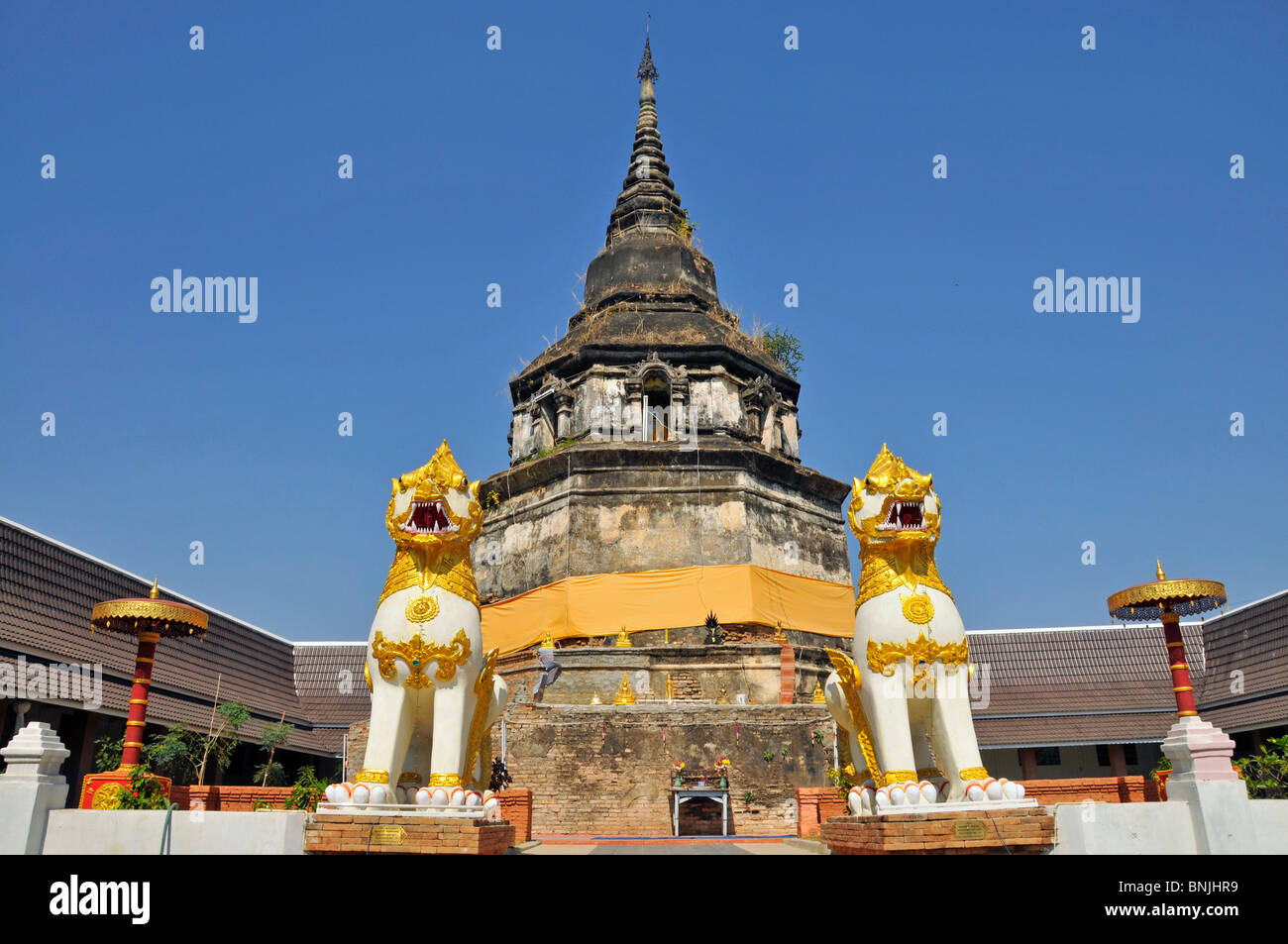 old Asia Buddhism Chedi Chiang May enlightenment religion faith inspiration religion Mekong region religion Siam South-East Stock Photo