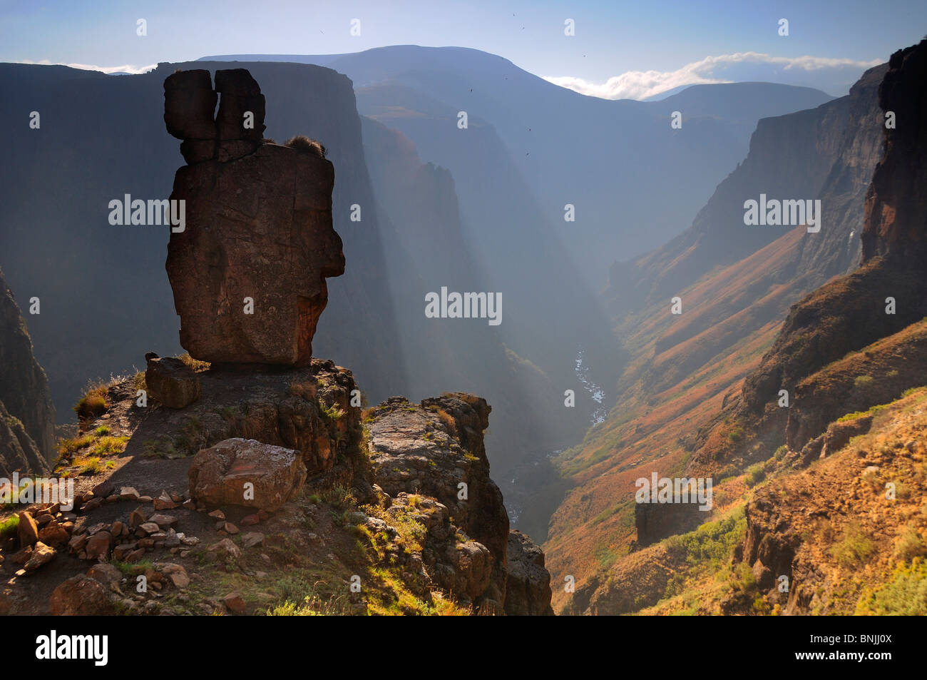 near Semonkong Lesotho Southern Africa canyon mountain mountains landscape scenery nature rocks rock Stock Photo