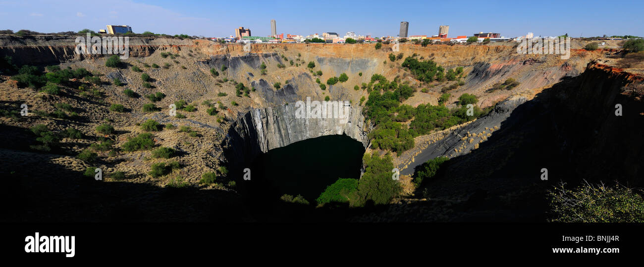 Panorama The Big Hole open-pit mine diamonds history mining industry Kimberley Northern Cape South Africa Stock Photo
