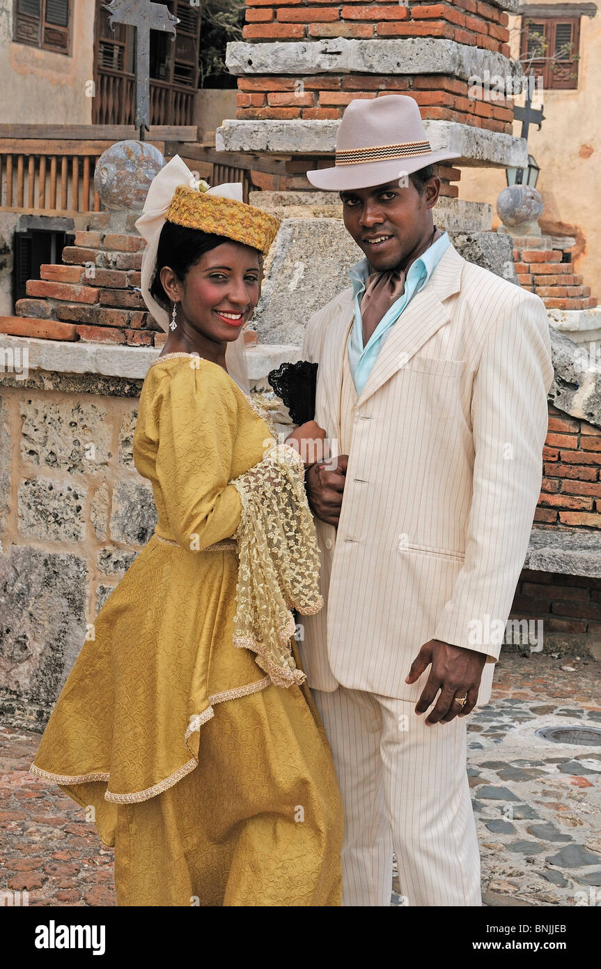 Couple historic costumes Altos de Chavon La Romana Dominican Republic