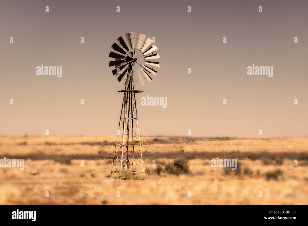 Wind wheel field near Brandvlei Northern Cape South Africa landscape scenery Stock Photo