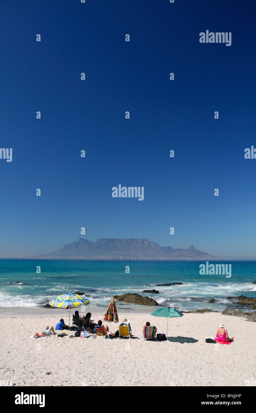 Bloubergstrand Conservation Area Bay Table Mountain Bloubergstrand Western Cape South Africa white sand sandy beach landscape Stock Photo