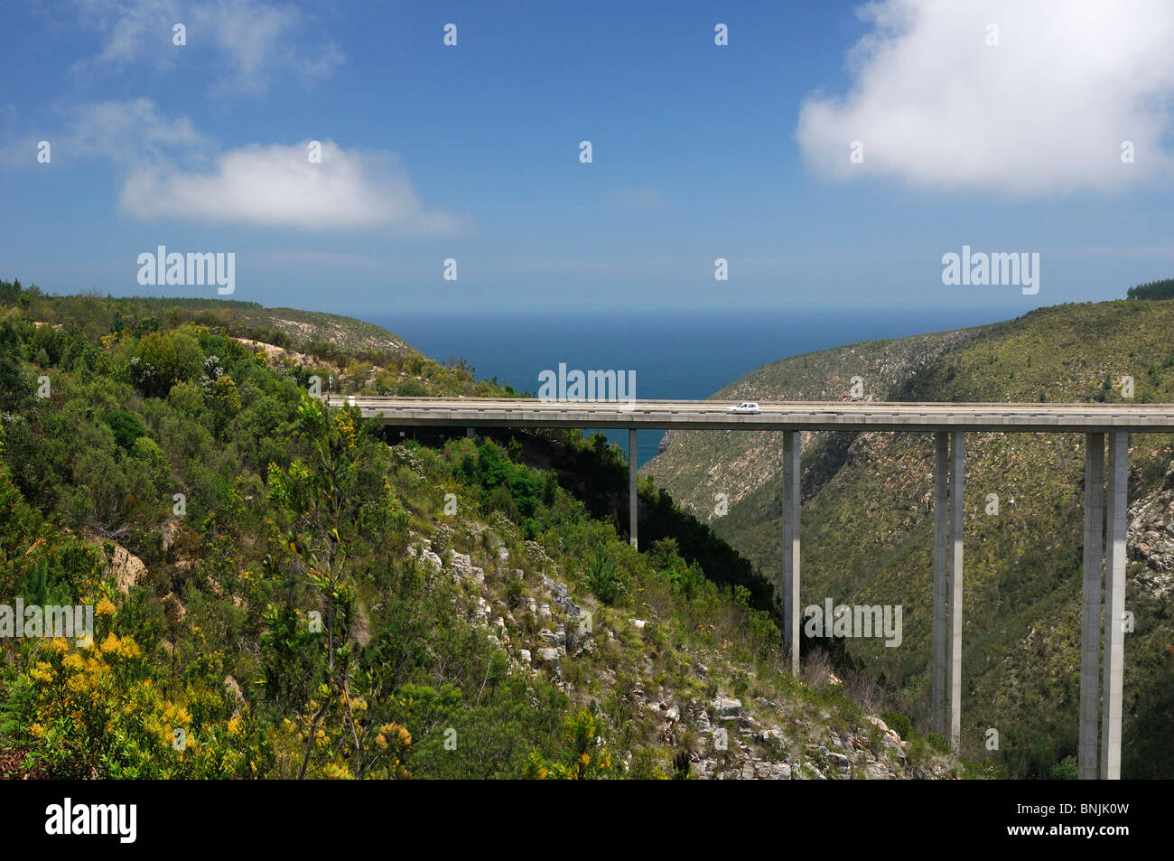 Bloukrans Bridge Storms River Mouth Garden Route Eastern Cape South Africa landscape sea ocean coast valley canyon scenery Stock Photo