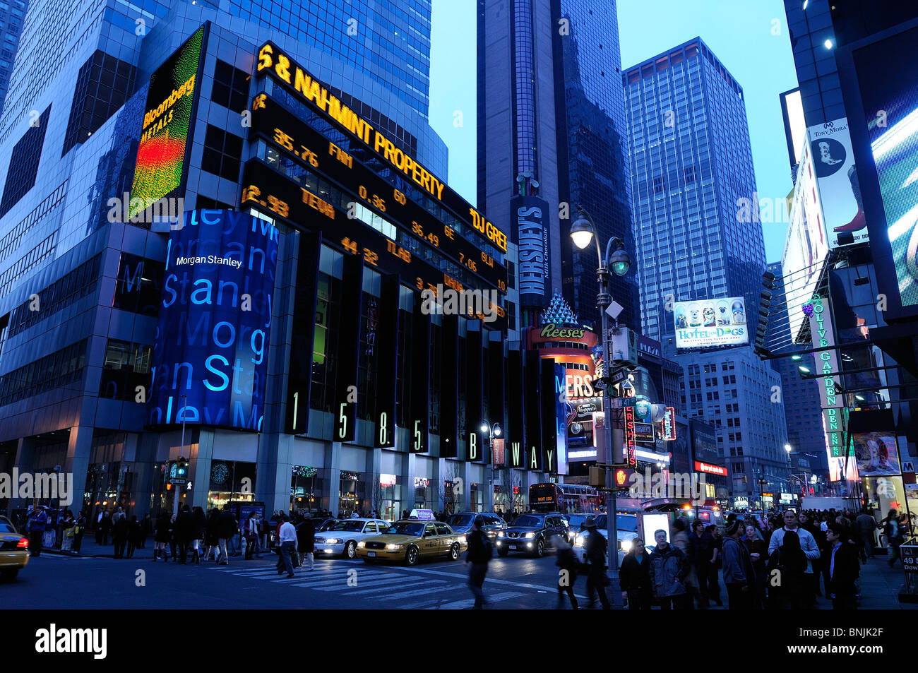 Times Square Midtown Manhattan New York USA evening lights traffic city ...