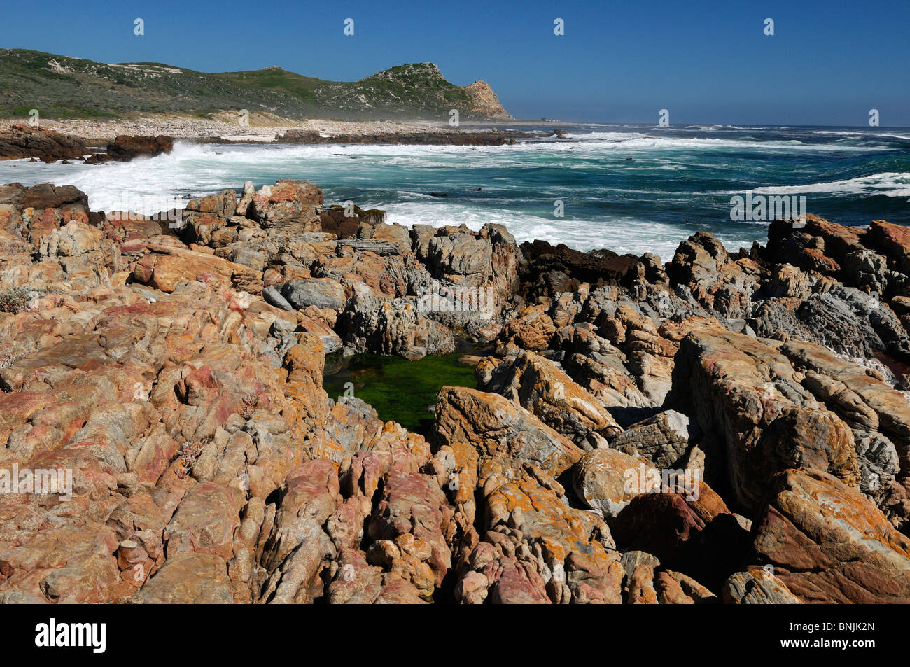 Millers Point False Bay Cape Peninsula Western Cape South Africa surf rocky rock rocks sea ocean nature coast landscape Stock Photo