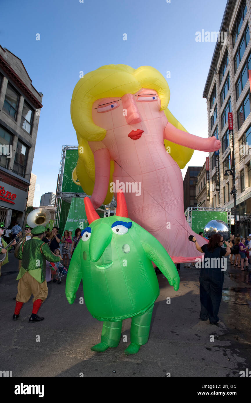 Inflatable mascots on SteCatherine street during the Just for Laughs