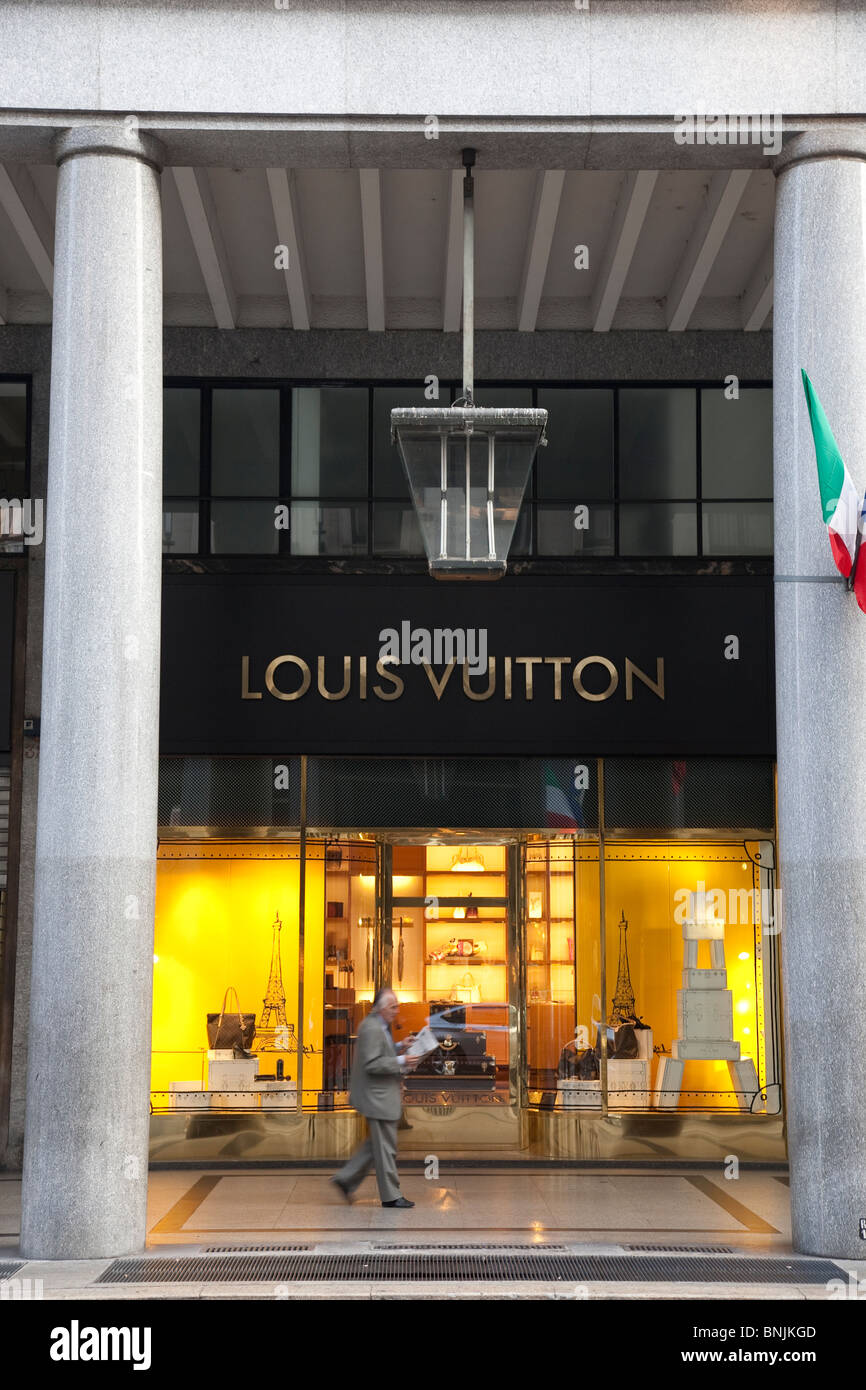Louis Vuitton Shop in Via Roma Street with business man walking