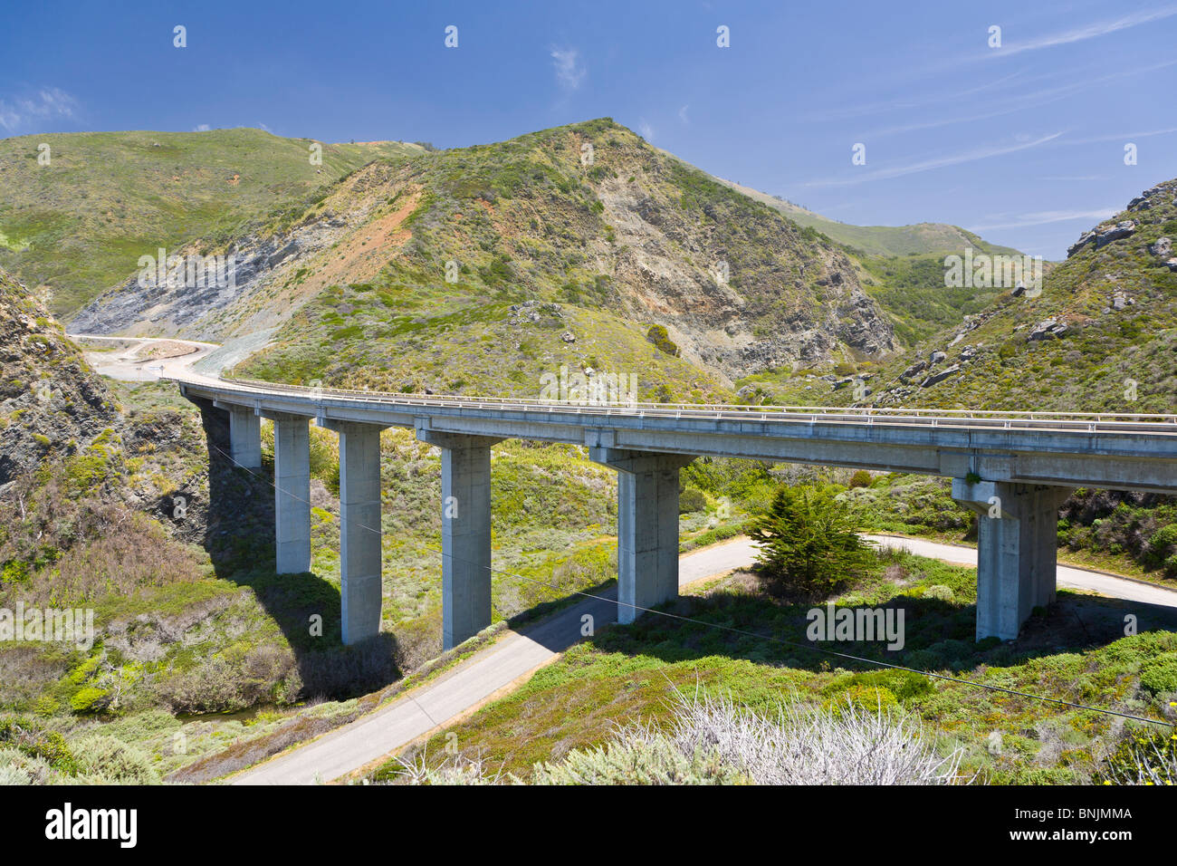 Willow Creek Bridge on Route 1in Big Sur on the Pacific Ocean coast of California Stock Photo