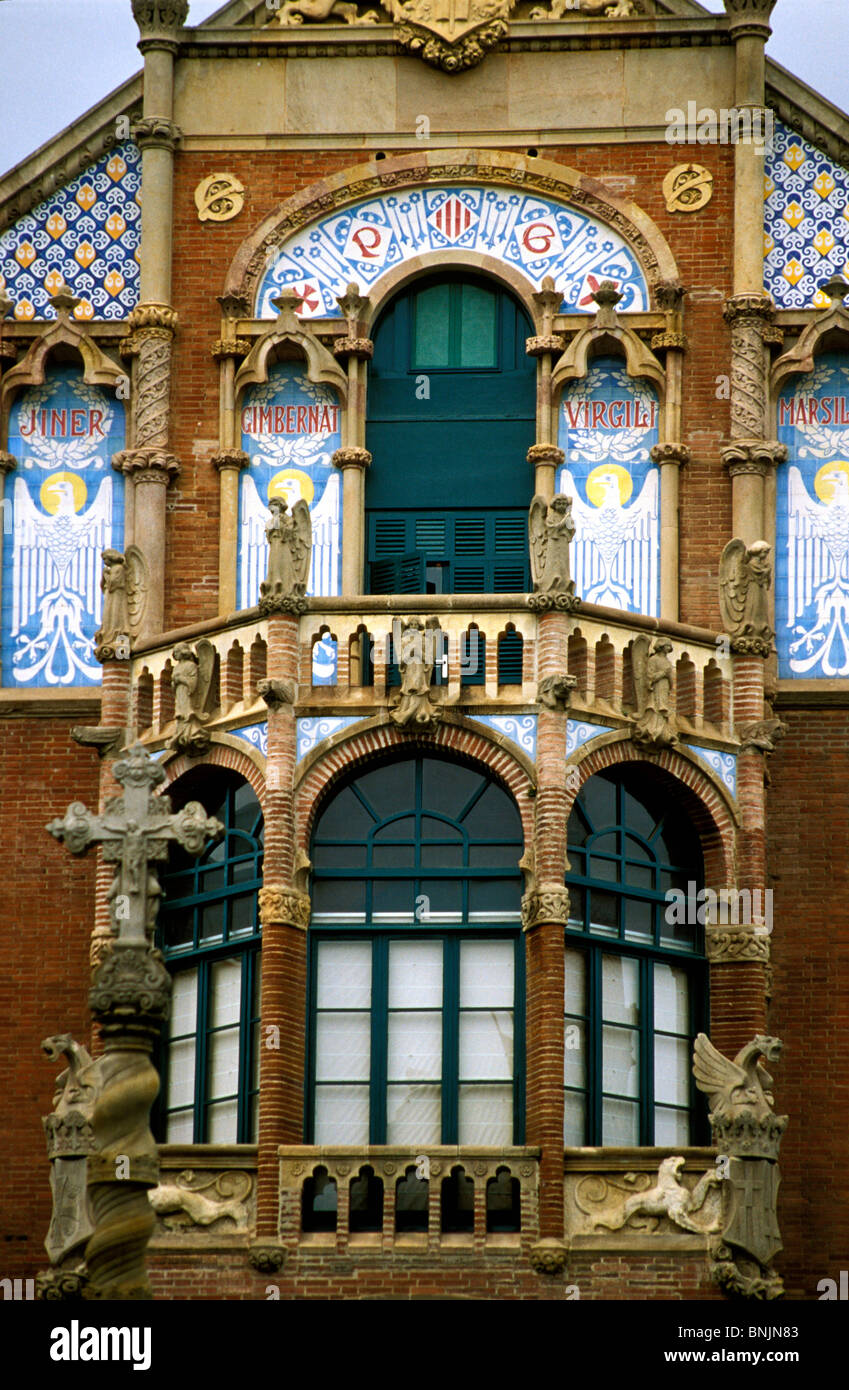Barcelona, Spain. The Hospital de Sant Pau complex designed by architect Lluis Domènech i Montaner Stock Photo