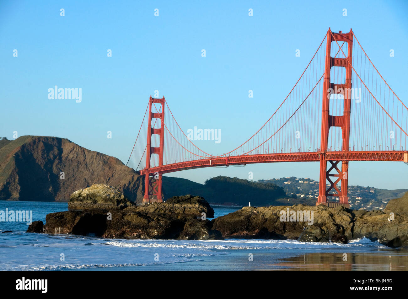 Golden Gate Bridge seen from baker beach San Francisco USA North ...