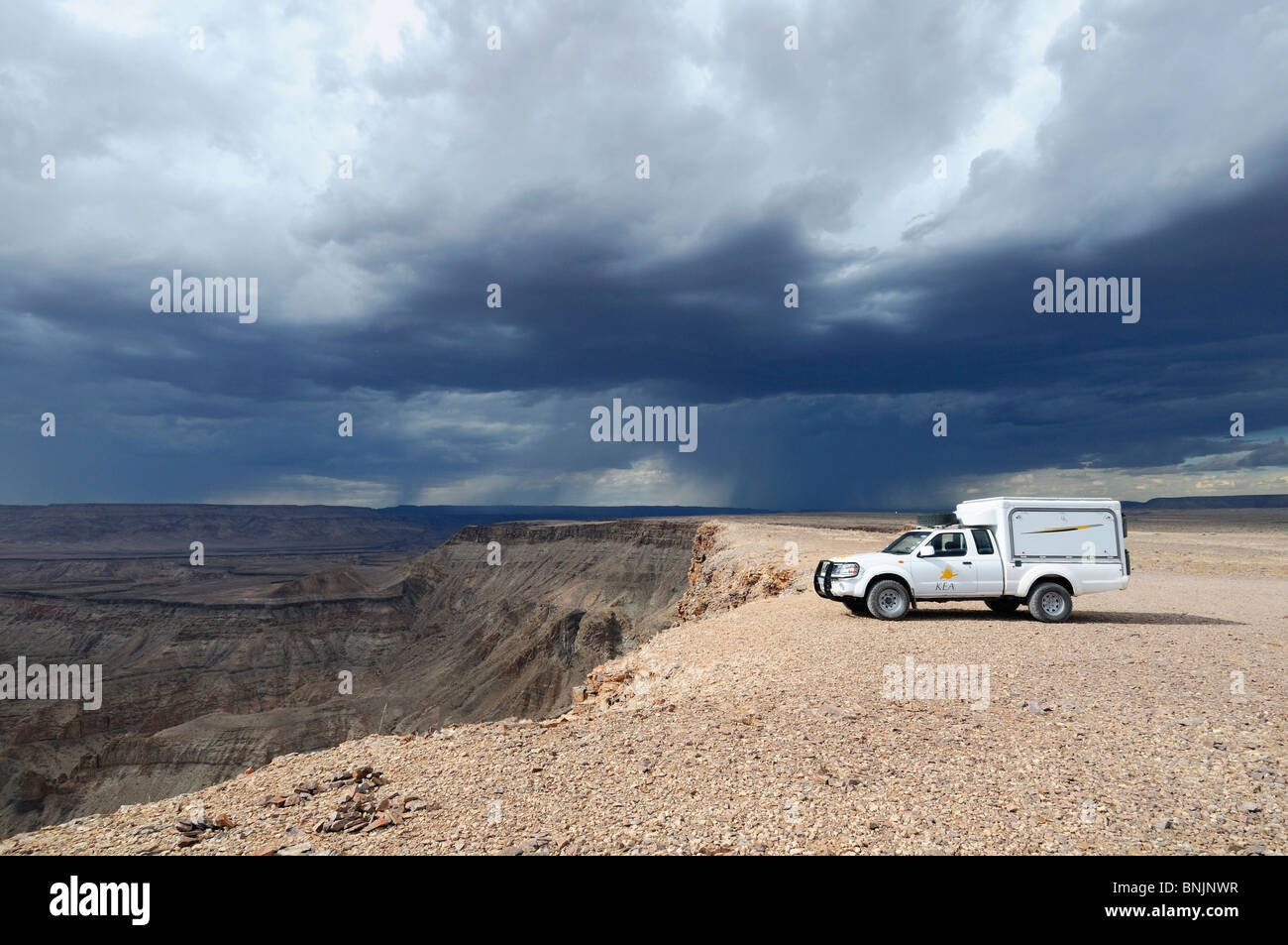 Kea 4x4 Camper Fish River Canyon rocks Hobas Fish River Canyon Area Conservation Karas Region Namibia Africa Travel Nature Stock Photo