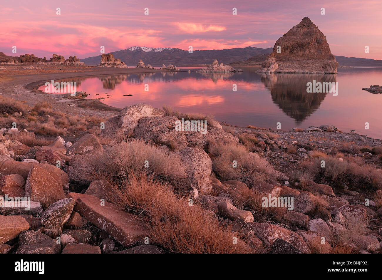 Pyramid Pyramid Lake sunset Pyramid Lake Indian Reservation Nevada USA