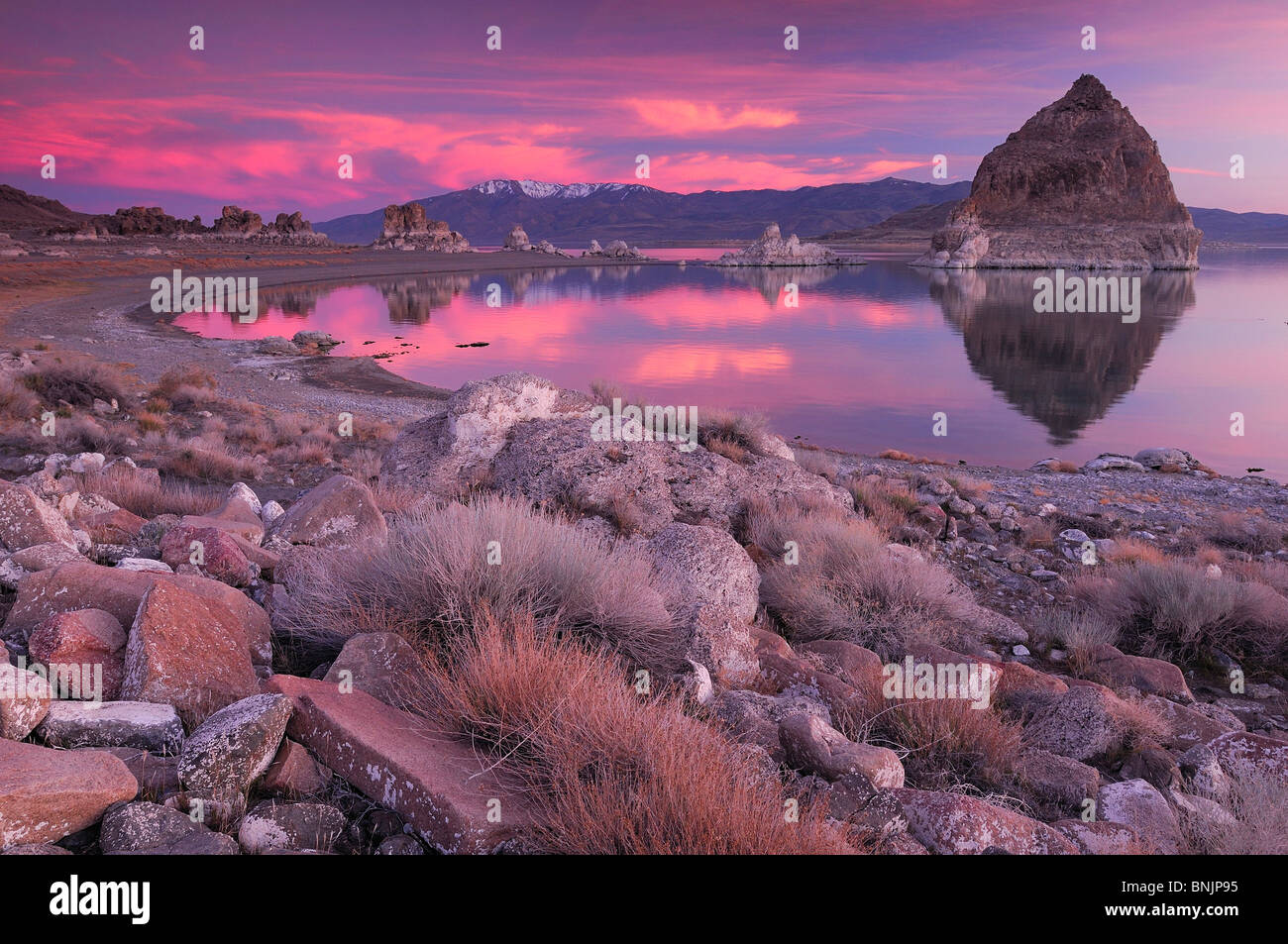 Pyramid Pyramid Lake sunset Pyramid Lake Indian Reservation Nevada USA