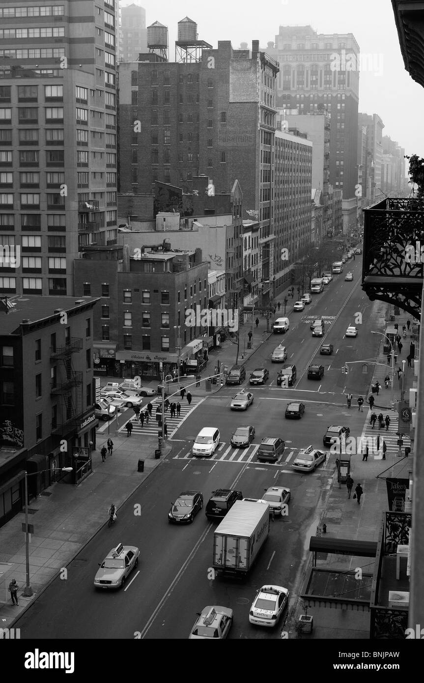 vie from Chelsea Hotel 222 W 23rd Street Chelsea Manhattan New York USA traffic street city travel american urban Stock Photo