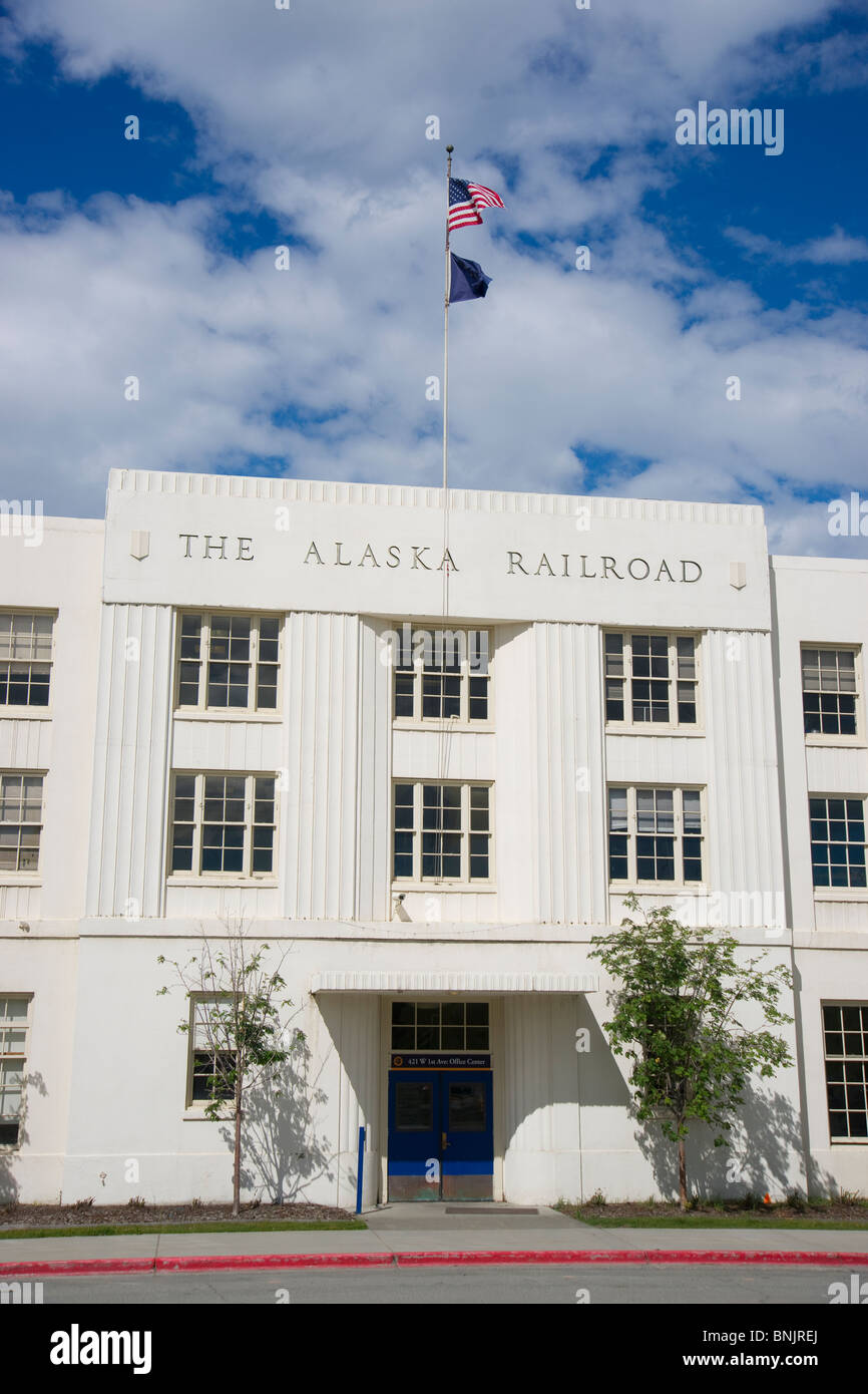 Alaska Railroad Depot Building Anchorage Alaska Stock Photo Alamy
