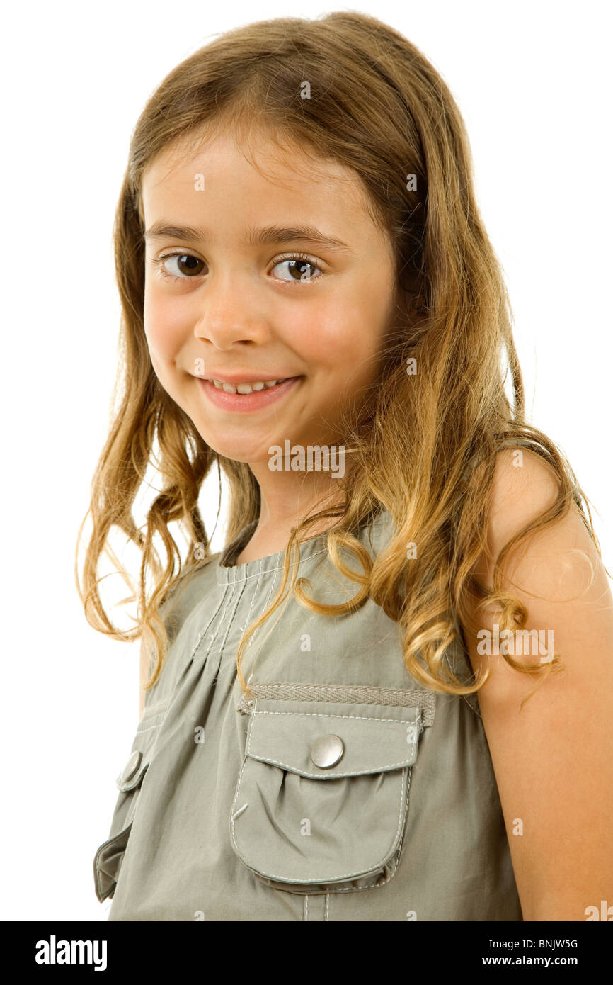 young happy girl smiling, isolated on white Stock Photo - Alamy