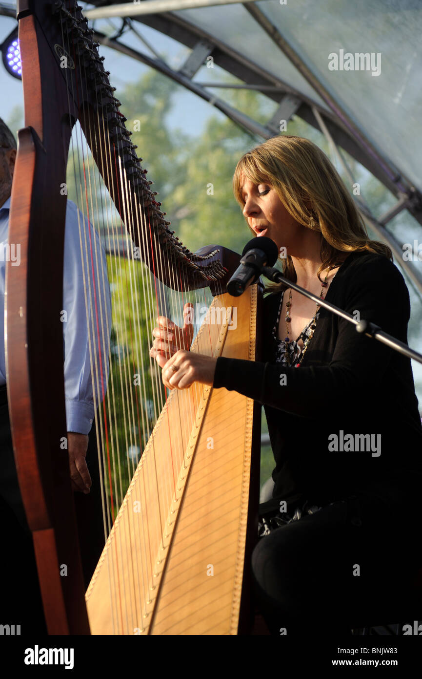 welsh harpist Sian James performing, Wales UK Stock Photo
