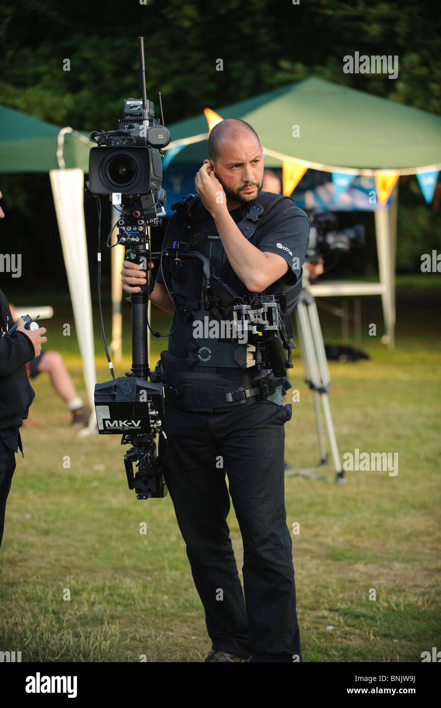 A SteadiCam operator on an outside broadcast for S4C Wales UK Stock Photo