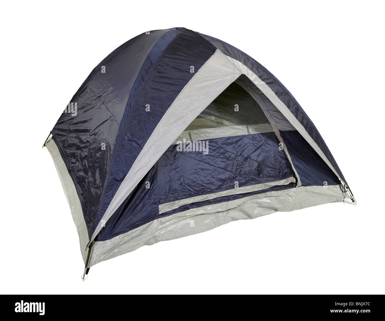 Fresh new blue tent. Ready for summer camping fun. Stock Photo
