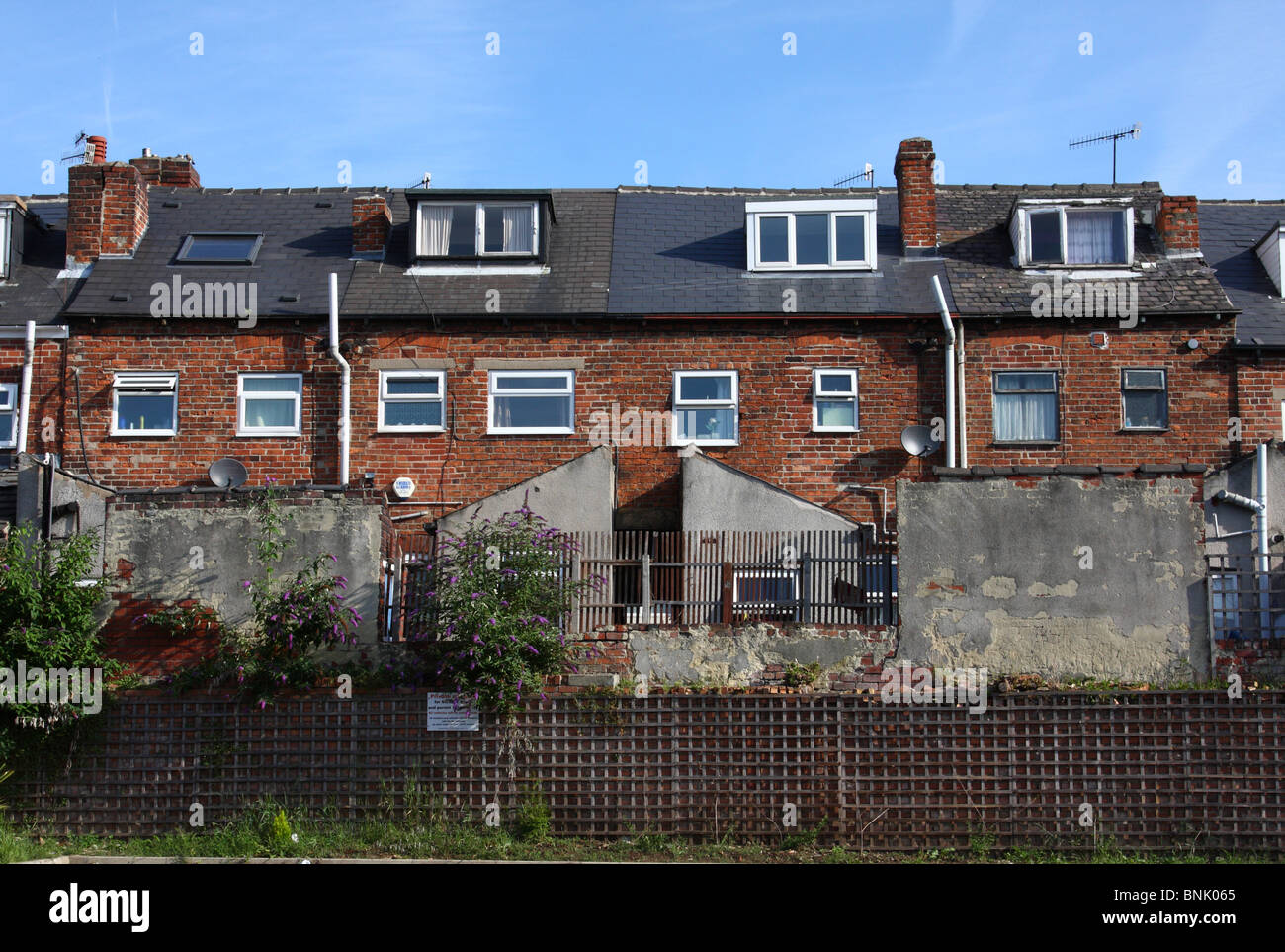 Terraced houses in a U.K. city. Stock Photo