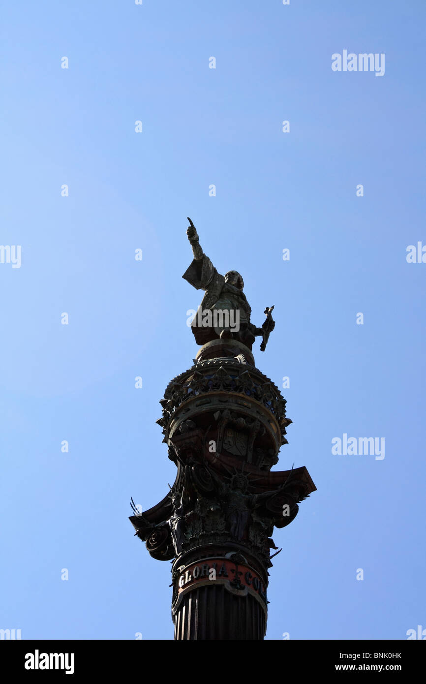 The Columbus Monument (Monument a Colom) at the bottom of La Rambla Barcelona, Catalonia, Spain. Stock Photo