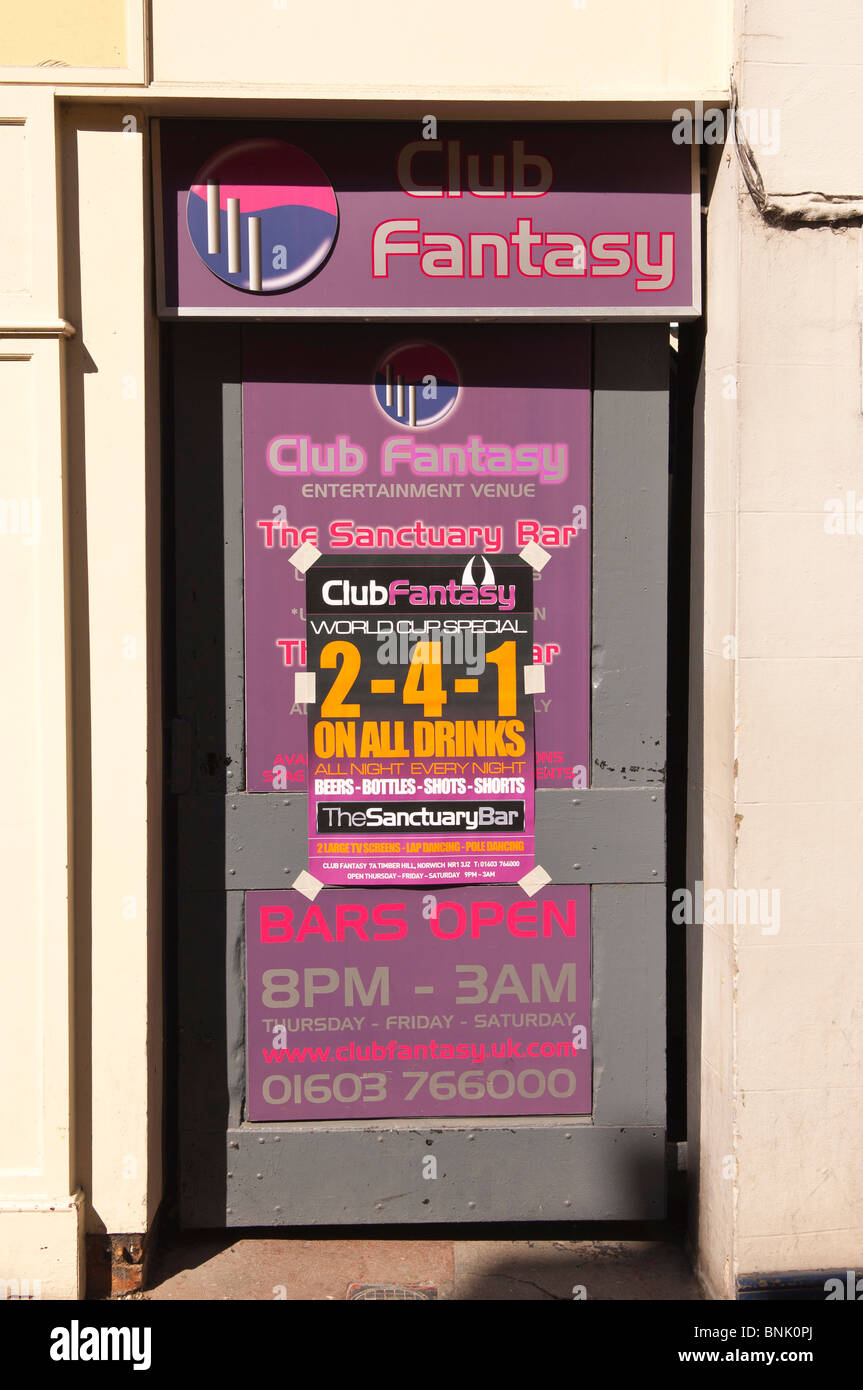 The club fantasy lap and pole dancing bar in Norwich , Norfolk , England , Great Britain , Uk Stock Photo