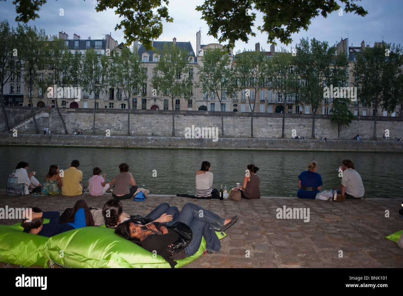 Paris, France, Public Events, People Relaxing on River Seine plage, at